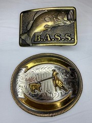 X2 Belt Buckle Western Cowboy Rodeo & BASS Anglers Sportsman Society