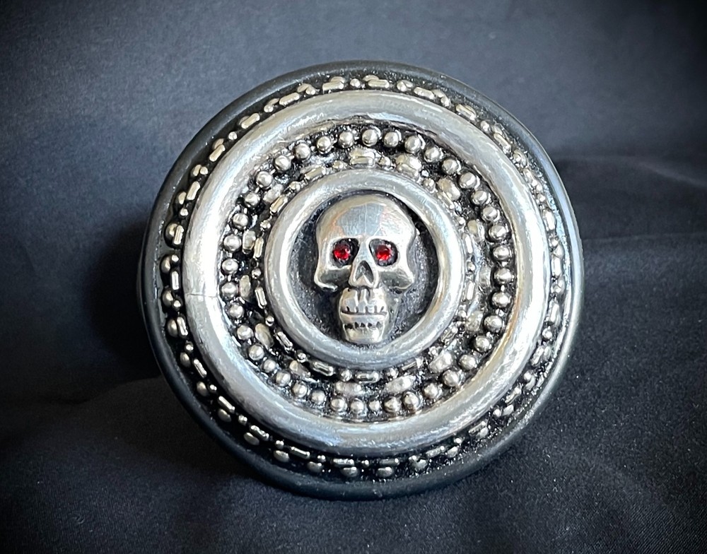 Mars Crypt Relic Skull Belt Buckle Red Crystal Eyes Handmade Darren McNeese