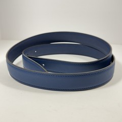Authentic HERMES H Logo Reversible Belt Strap Blue Gold Tone Buckle Kit 85