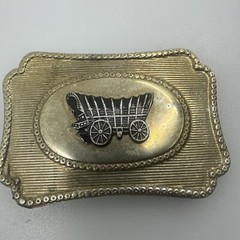 Vintage Southwestern Large Belt Buckle Covered Wagon Carriage Pioneer Style
