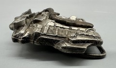 VINTAGE BELT BUCKLE SHAPED LIKE A ENGINE MARKATRON DETRIOT DIESEL DOUBLE 0-92