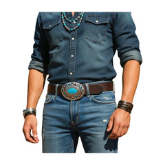 Men Women Buckle Silver Metal Western Fashion Turquoise Blue Ethnic Bohemian