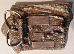 belt buckle 1984 Central Hawkeye Gas Engine & Tractor Waukee Iowa silver 4&Prime; long