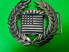 Famous Stars & Stripes Cadillac Crown Logo Olive Branch Silver Color Belt Buckle