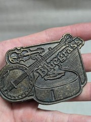 vintage 1970s belt buckle BLUEGRASS country music BRASS banjo WESTERN guitar