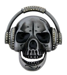 Skull Belt Buckle Unisex Grill Blinged Out Music Crystal Glam reaper Halloween