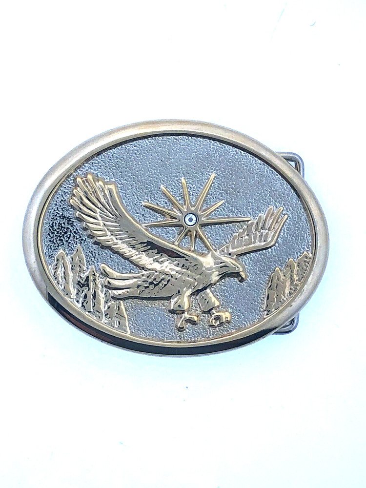 American Bald Eagle Gold and Silver Plated Western Belt Buckle
