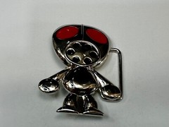 Robot Martian Boy Belt Buckle Silver Color Red Huge Adorable Eyes