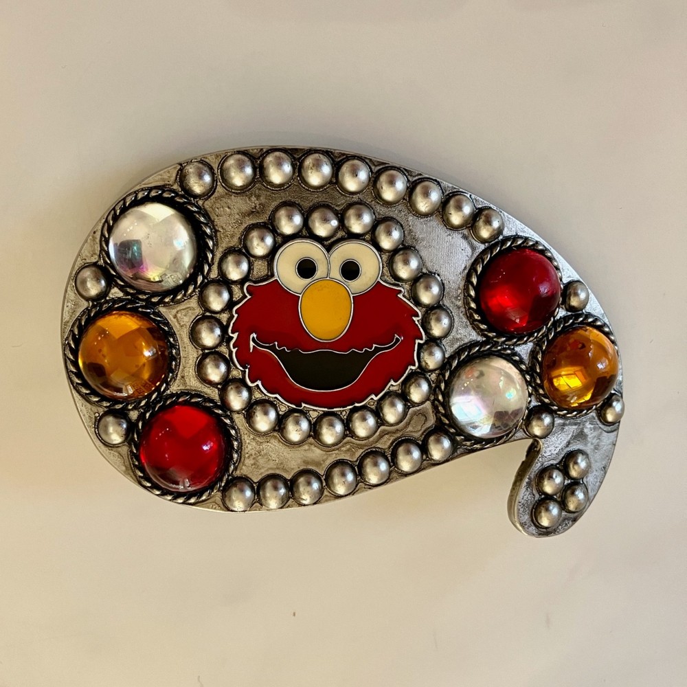 Vintage Sesame Street Jeweled Elmo Belt Buckle