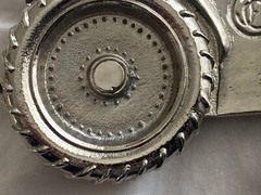 2004 Olander silver tractor belt buckle spinning back wheel