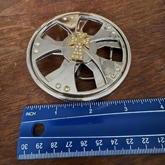 Vintage Iron Cross Spinner Belt Buckle Chrome Gold Two Tone Y2K Industrial Rave
