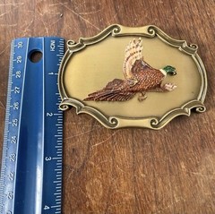 Vintage 1978 Pheasant Brass Belt Buckle Buckle Raintree Made In USA Bird Nature