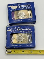 Vintage Gemsco Insigna Gear Belt Buckle Uniform USA Collectible Pair ***