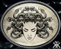Medusa Belt Buckle – Greek Mythology Female Monster Handmade Buckle – 554