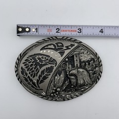 VTG SSI Handcrafted Metal Belt Buckle Southwest Eagle Rain Cloud Fathers 4&Prime; USA