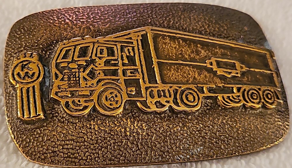 Vintage Fire Truck Brass Belt Buckle