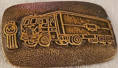Vintage Fire Truck Brass Belt Buckle