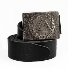 German silver Valknut belt buckle, Scandinavian Nordic Celtic Viking Pagan runic