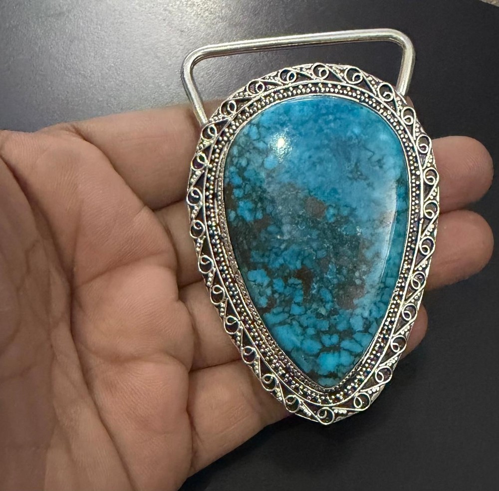 Turquoise Gemstone 925 Sterling Silver Handmade Belt Buckles Vintage Gift For