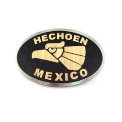 HECHO EN MEXICO Mexican Metal Men Oval Fashion Black Belt Buckle