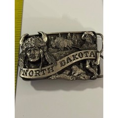 Vintage North Dakota Limited Edition Belt Buckle Native American Bison Western
