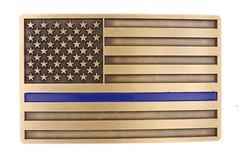 Thin Blue Line Police Officer American USA Flag Bronze Plated Metal Belt Buckle