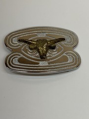 Vintage Belt Buckle Texas Longhorn Steer Silver and Gold Tone