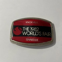 VTG 1982 Knoxville Tennessee worlds fair red and silver belt buckle!