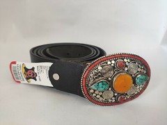 Tibetan Silver Belt Buckle Leather waist trap Turquoise Coral Clasp, B21