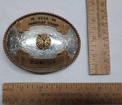 1986 – SCSA – HANDICAP CHAMP – BUDWEISER – BELT BUCKLE – listing # 9565