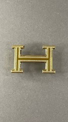 Gold Crystal H Belt Buckle Rhinestone Pavé Statement Buckle Heavy Metal Hardware