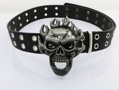 NORICAP Men And Women Metal Skull Head Leather Buckle Belt Waist Medium, K4b