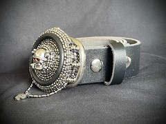“ Skull Reliquary Halo” Buckle Gothic Beaded Chain 3” x 3” OOAK Darren McNeese