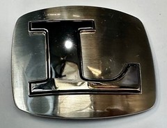 Custom Initial Letter L Silver Tone Outlined Reflective Men Women Belt Buckle