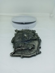 Vtg. Great American Products Pewter 3 Wolves Belt Buckle. Intricate. Heavy