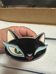 Vintage Enamel Cat Belt Buckle