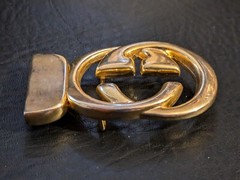 Gucci Interlocking Belt Buckle Gold Parfums Mod Brev Monogram 2.5 x 1.5 in