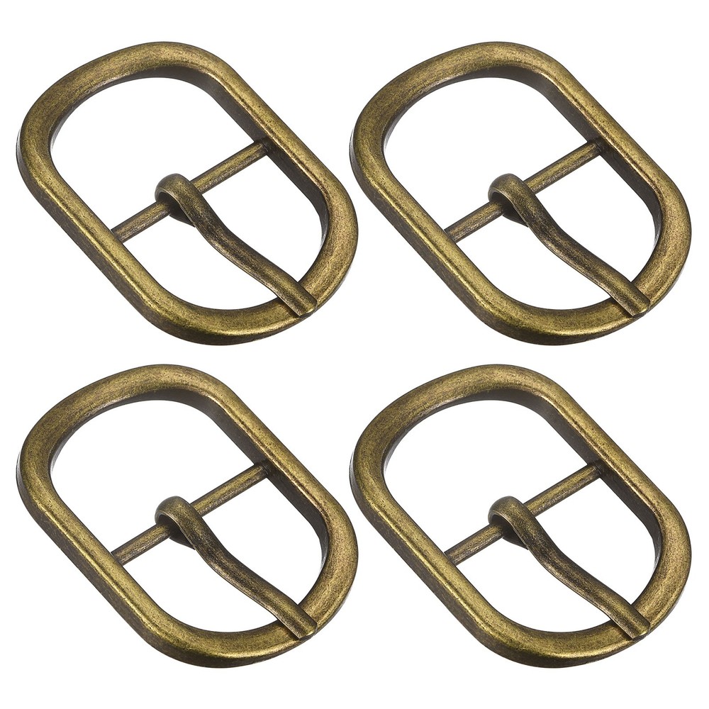 4Pcs 0.94&Prime; Single Prong Belt Buckle Oval Center Bar Buckles for Belt Brass