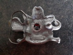 Vintage Rattle Snake Skull Cowboy Hat Made In Mexico Belt Buckle