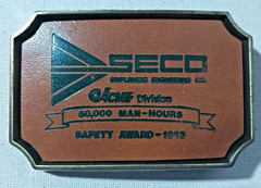 SECO Simplimatic Engineering Co Acme Division 1993 Safety Award Belt Buckle