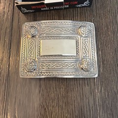 Celtic Knot Belt Buckle Silver Tone Rectangular AAR Products Gift Pack Medieval