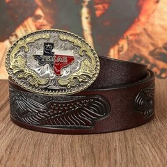 Texas Flag Map Western Rodeo Gold Tone Design Fashion Cowboy Belt Buckle