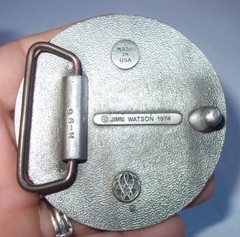 Music City USA Metal Belt Buckle By Jimm Watson Vintage Dated 1974 Record Guitar