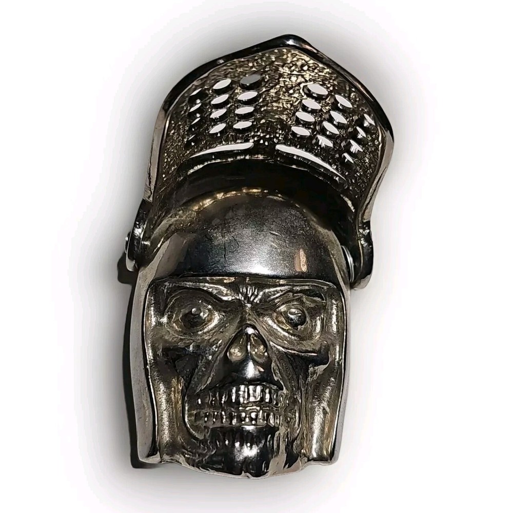 Vintage Knights Helmet & Skull BELT BUCKLE Medieval Armor Heavy Silver-Tone