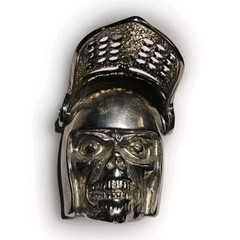 Vintage Knights Helmet & Skull BELT BUCKLE Medieval Armor Heavy Silver-Tone