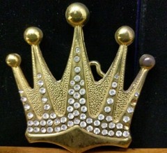 Crown Belt Buckle Gold Metal Rhinestone Halloween Pirate Men Women costume Skull