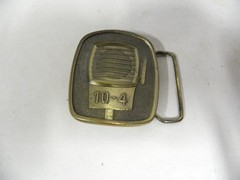 Vtg 10-4 CB Radio Microphone Motif Belt Buckle Made by Lewis Buckles (A5)