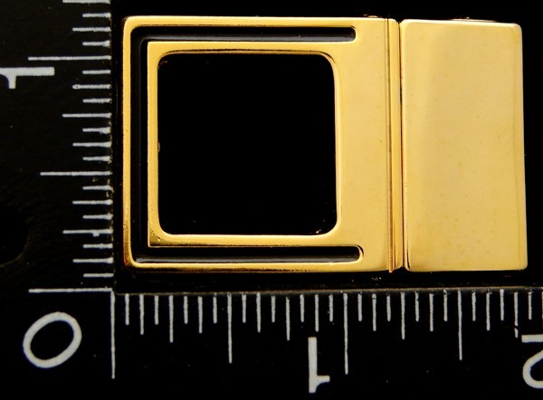 LL12153 *NOS* VINTAGE ***CUT-OUT SQUARE DESIGN*** BLACK INLAY BELT BUCKLE