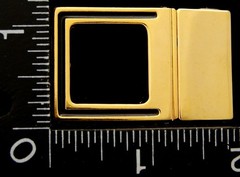 LL12153 *NOS* VINTAGE ***CUT-OUT SQUARE DESIGN*** BLACK INLAY BELT BUCKLE