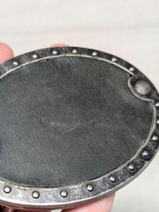 vintage STUDDED belt buckle RIVETED motorcycle WESTERN metal leather y2k